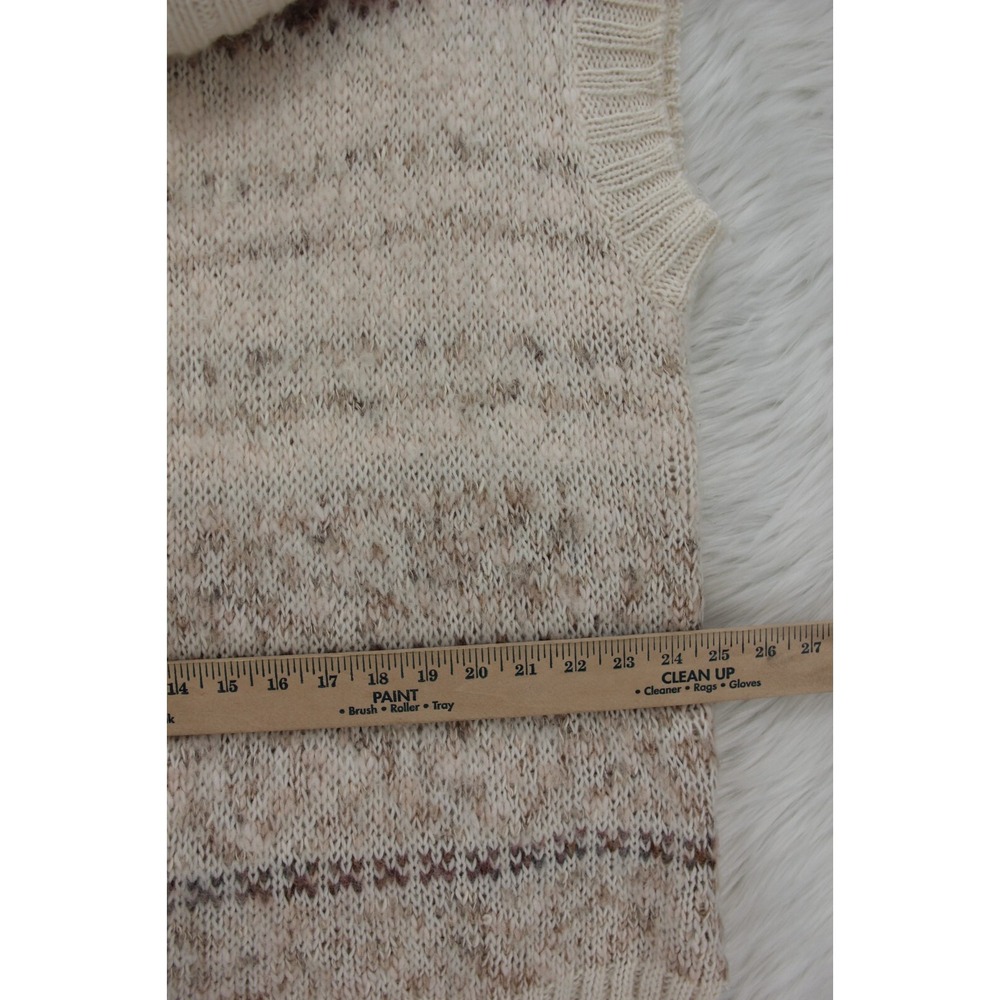 Free People Sweater Women's L Ivory Pink Sleeveless Cowl Neck Fair Isle Boho - Picture 5 of 11